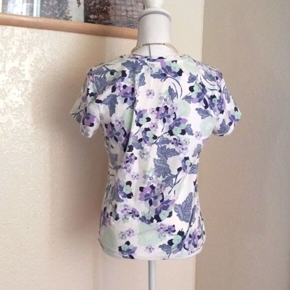 CROFT & BARROW FLORAL T-SHIRT 95% COTTON - Picture 4 of 6